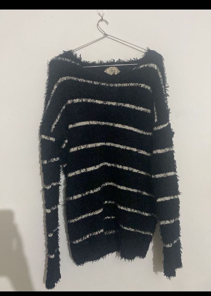 Striped Fuzzy Knit Sweater