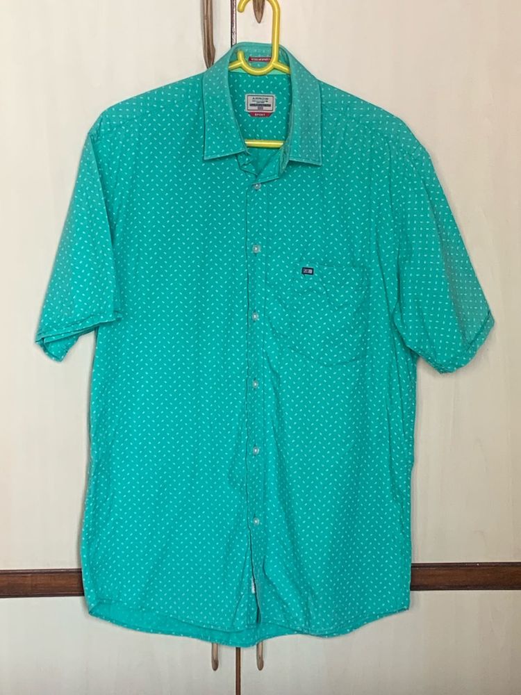 Arrow Sport Sea Green Pure Cotton Casual Shirt