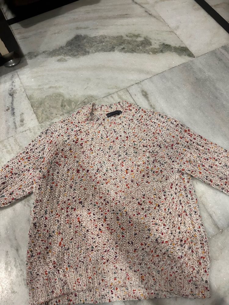 Speckled Knit Pullover Sweater