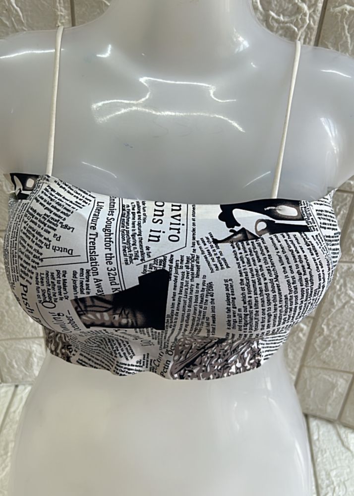 Noodle Strap Padded Crop Top