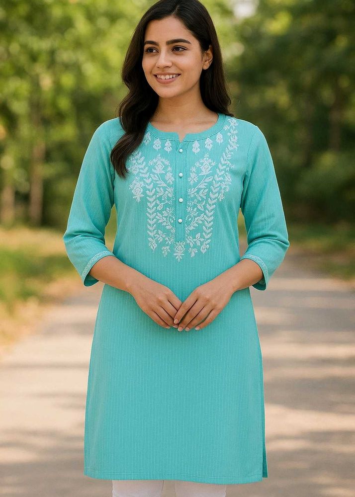 Elegant Aqua Embroidered Kurta