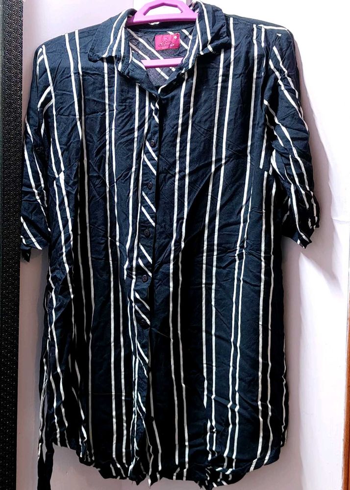 Button down long shirt with belt