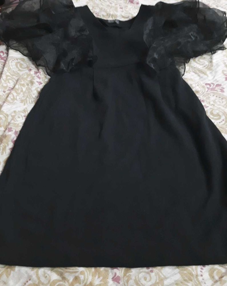 Black Dress with Puff Sleeves