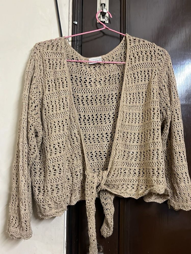 Crochet Tie-Front Cardigan