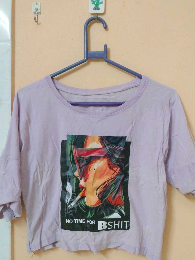 Graphic Print Lavender Crop Top