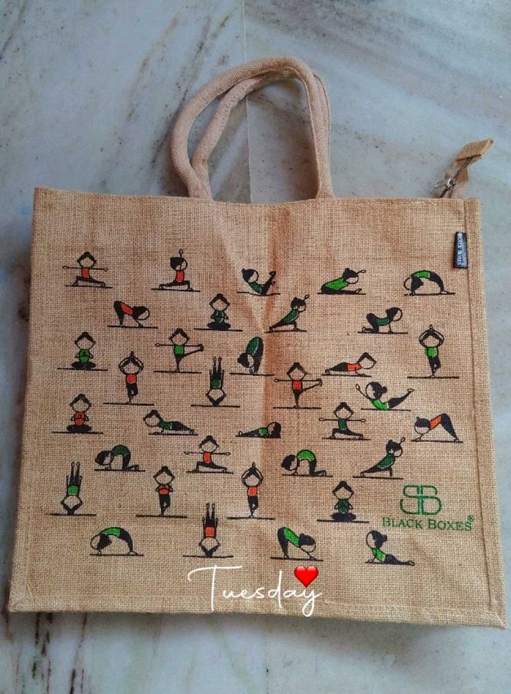 Yoga Print Jute Bag