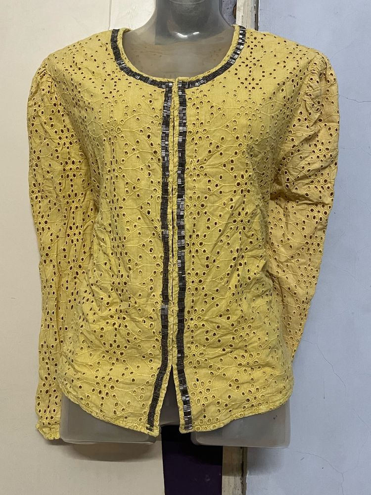 Vintage Yellow Eyelet Jacket