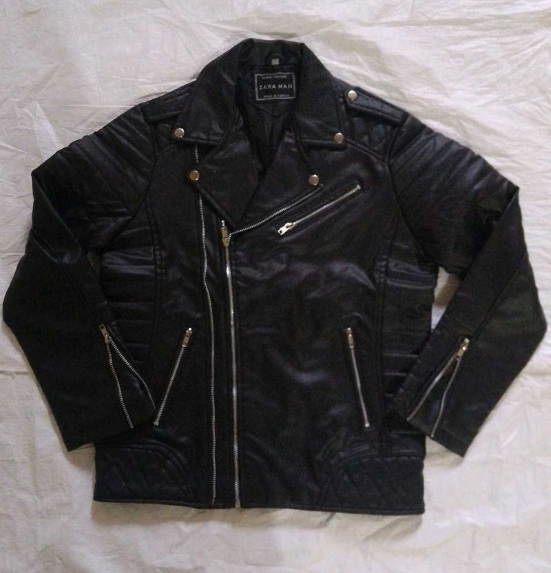 Zara Man Black Faux Leather Jacket