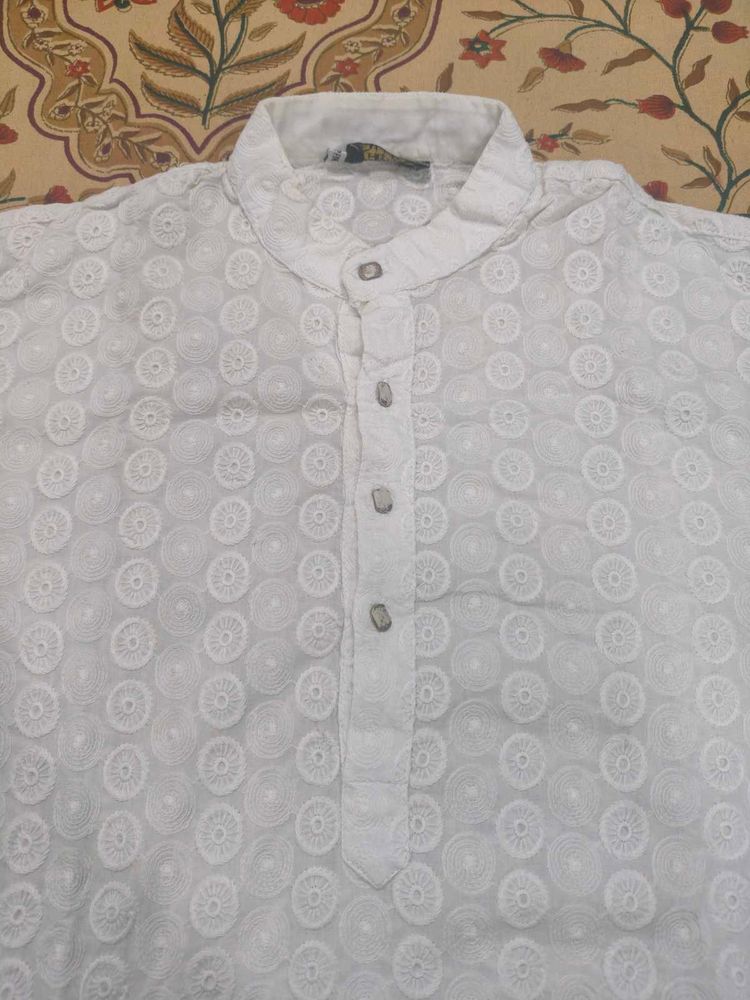 Chicken Work Kurta For Men