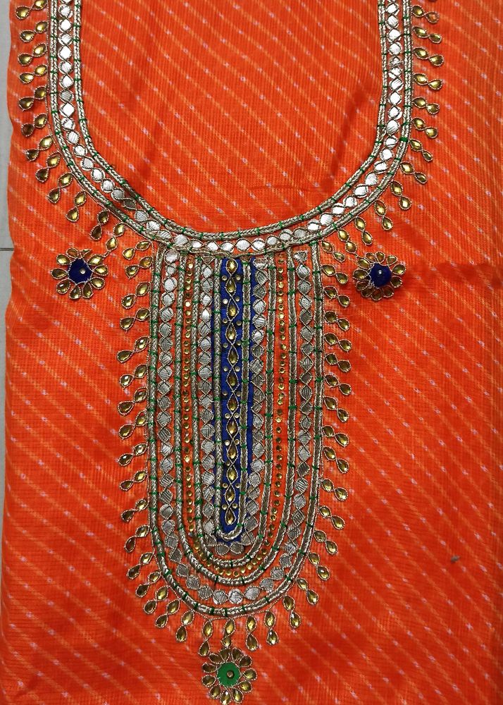 Exquisite Orange Kurthi Material..