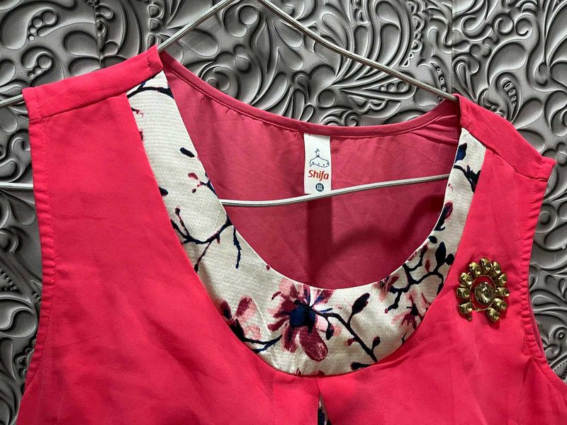 Pink Floral Accent Top