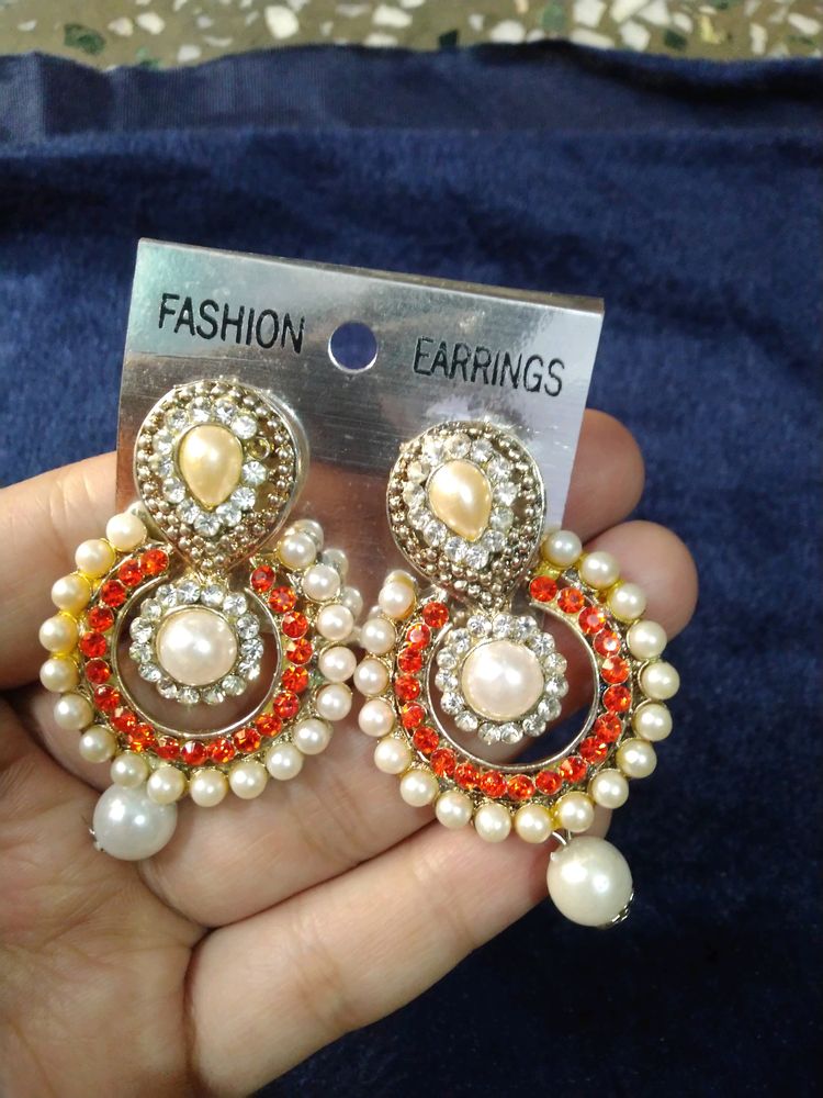 Gold Plated Contemporary Drop Earring (Chandbalis)