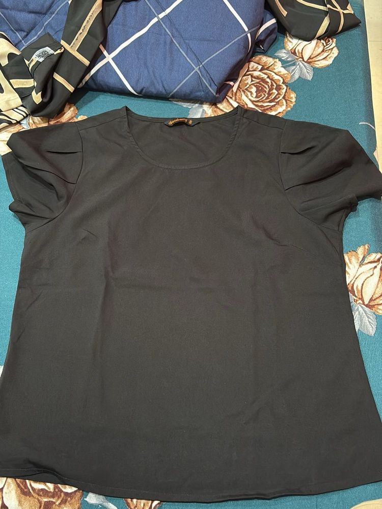 Black Top with Puff Sleeves