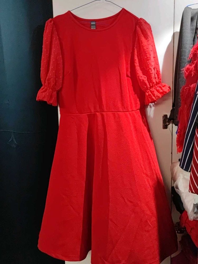 Red Knee Length Dress
