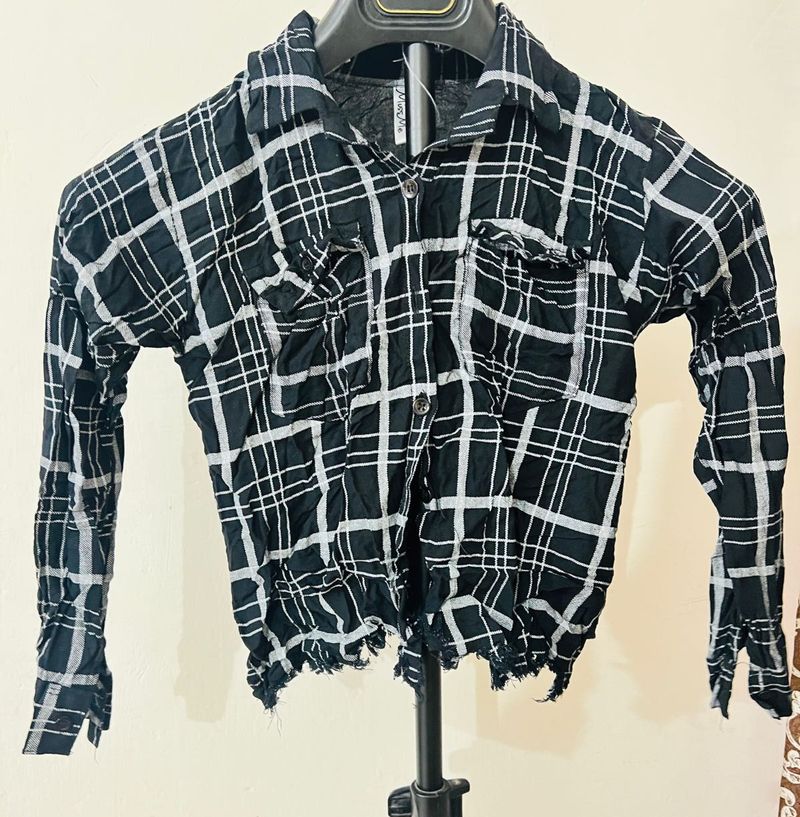 Checkered Black &amp; White Short shirt