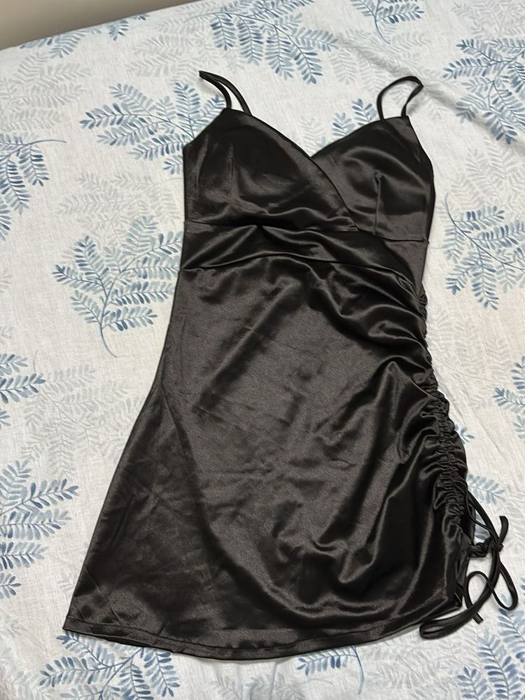 Black Satin Mini Dress