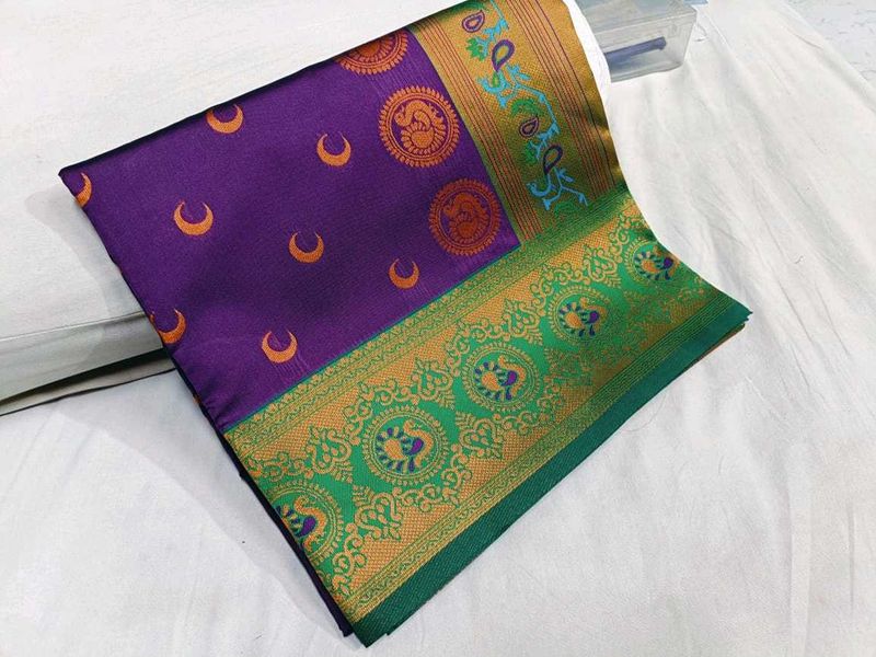 Purple &amp; Green Kanchipuram Silk Saree