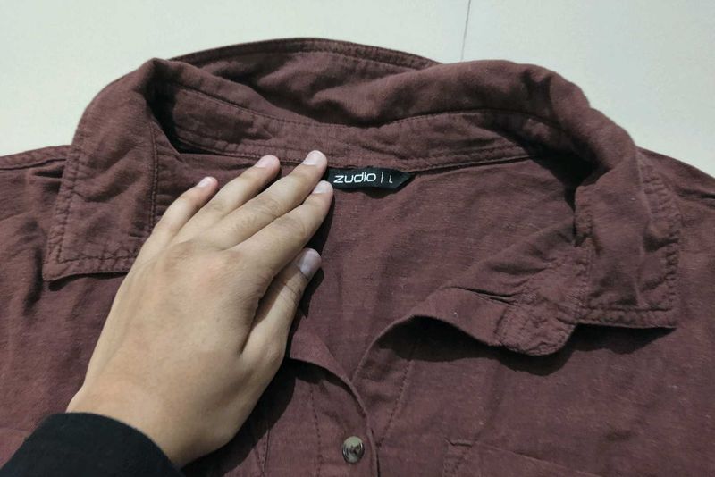 Zudio Brown Cropped Casual Shirt - Large