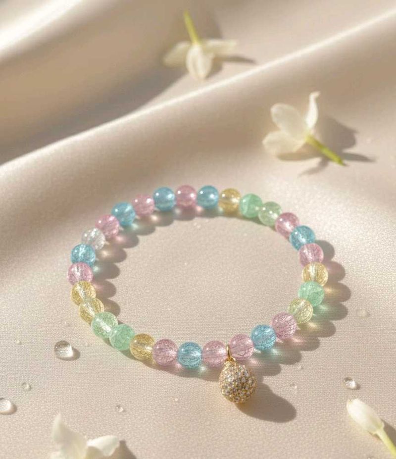 Pastel Bead Bracelet with Charm( pack of 2)