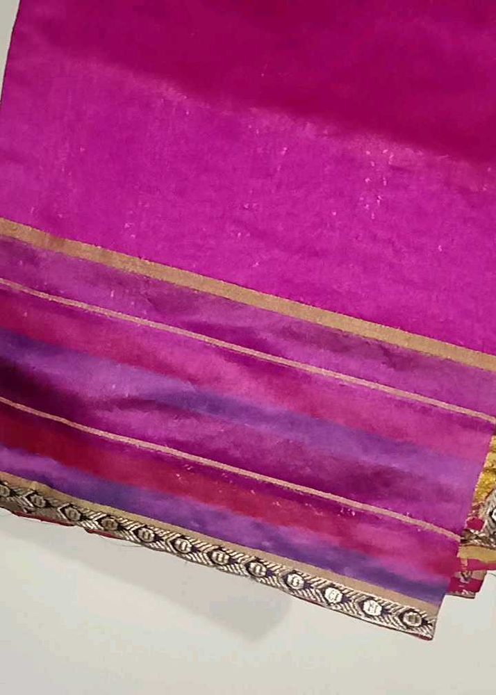 Pink &amp; Purple Silk Blend Saree