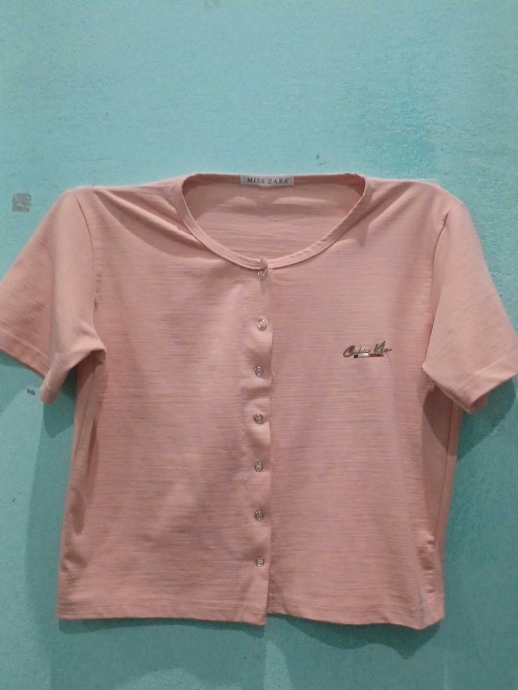 Peach Button-Down Top