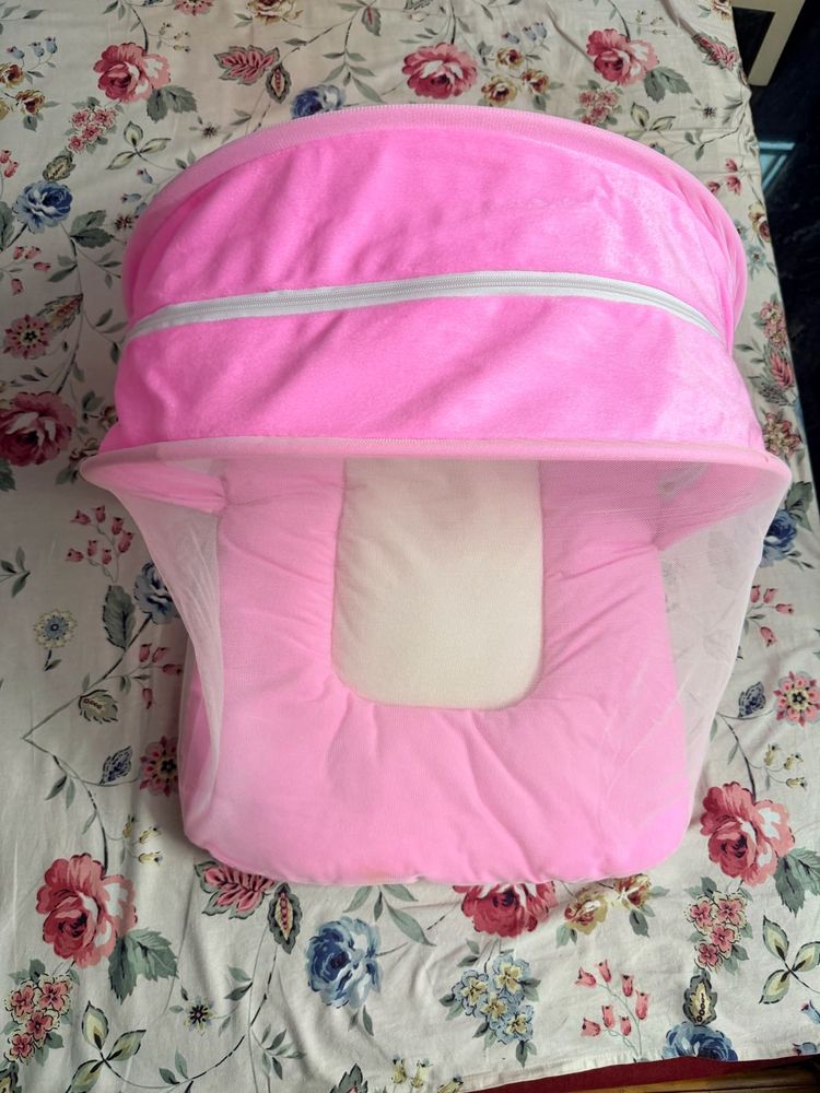Pink Baby Nest with Mosquito Net
