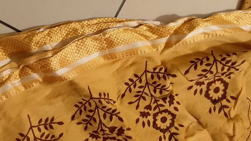 Floral Print Fabric - Mustard Yellow