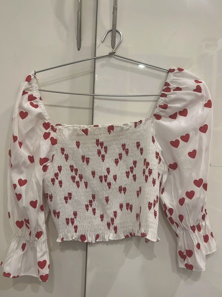 Heart Print Crop Top