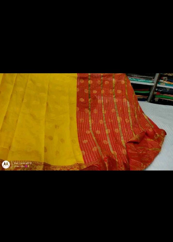 Elegant Yellow &amp; Red Saree