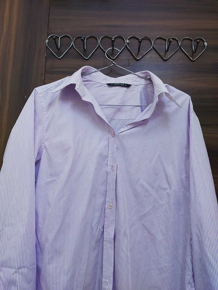 purple striped shirt