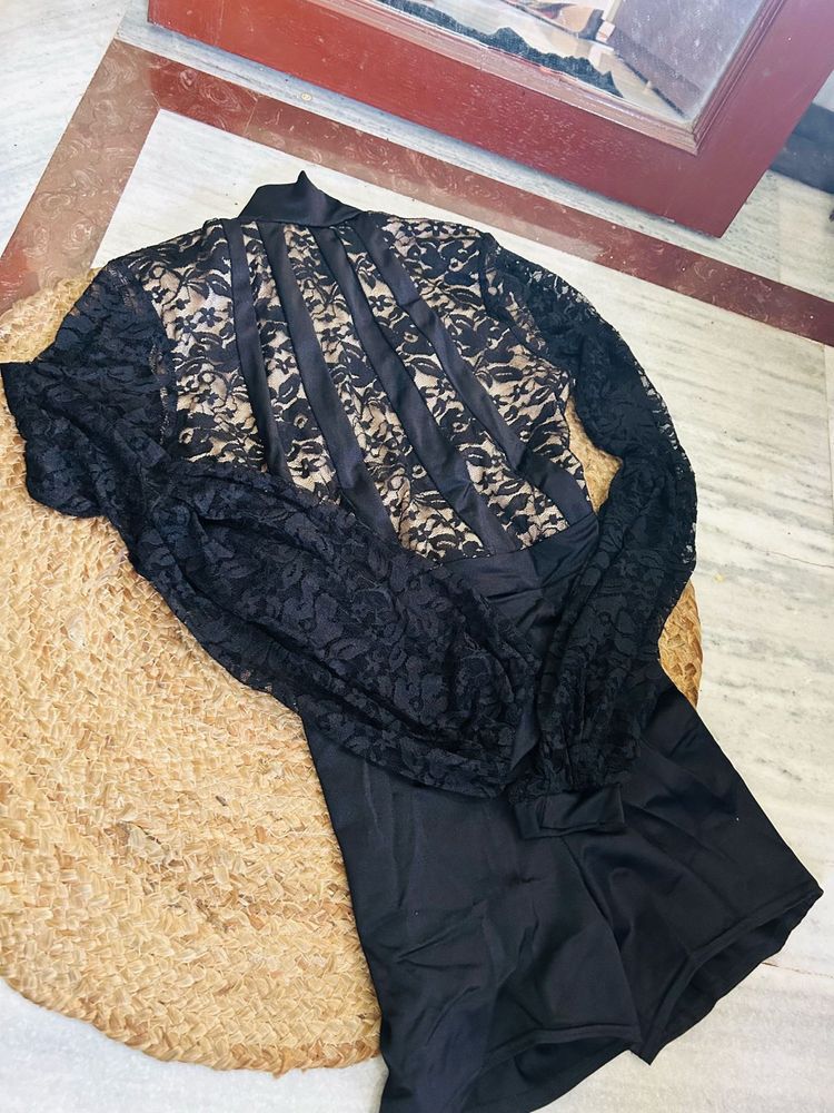 Elegant Black Lace Romper