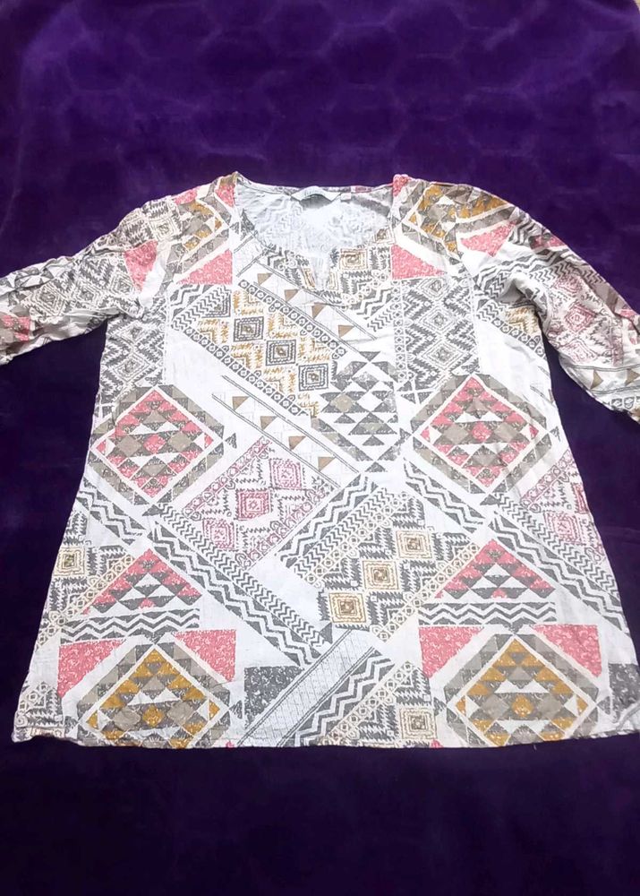 Patterned V-Neck Tunic