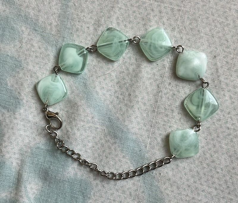 Seafoam Square Bead Bracelet