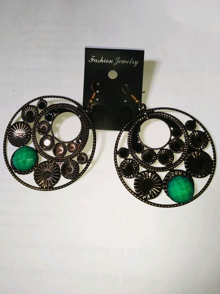 NEW, Statement Green Stone Earrings