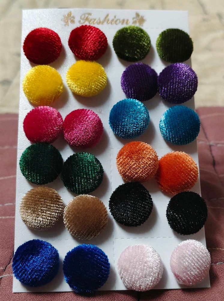 12 Colorful Velvet Earrings set
