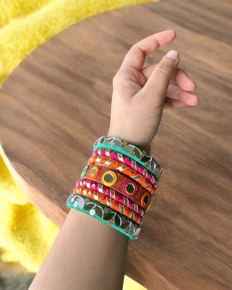 Multi Mirror Work Bangles 🌈