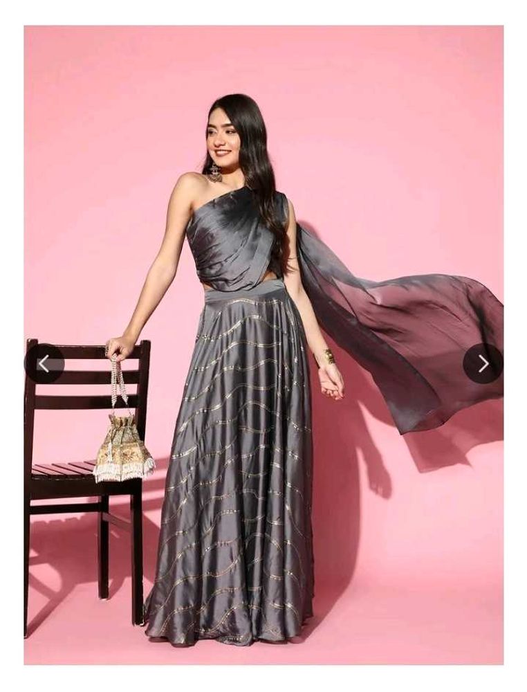 Inddus Elegant Grey Lehenga Choli