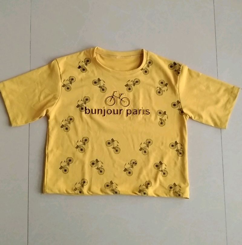 Yellow Crop Top Size-M