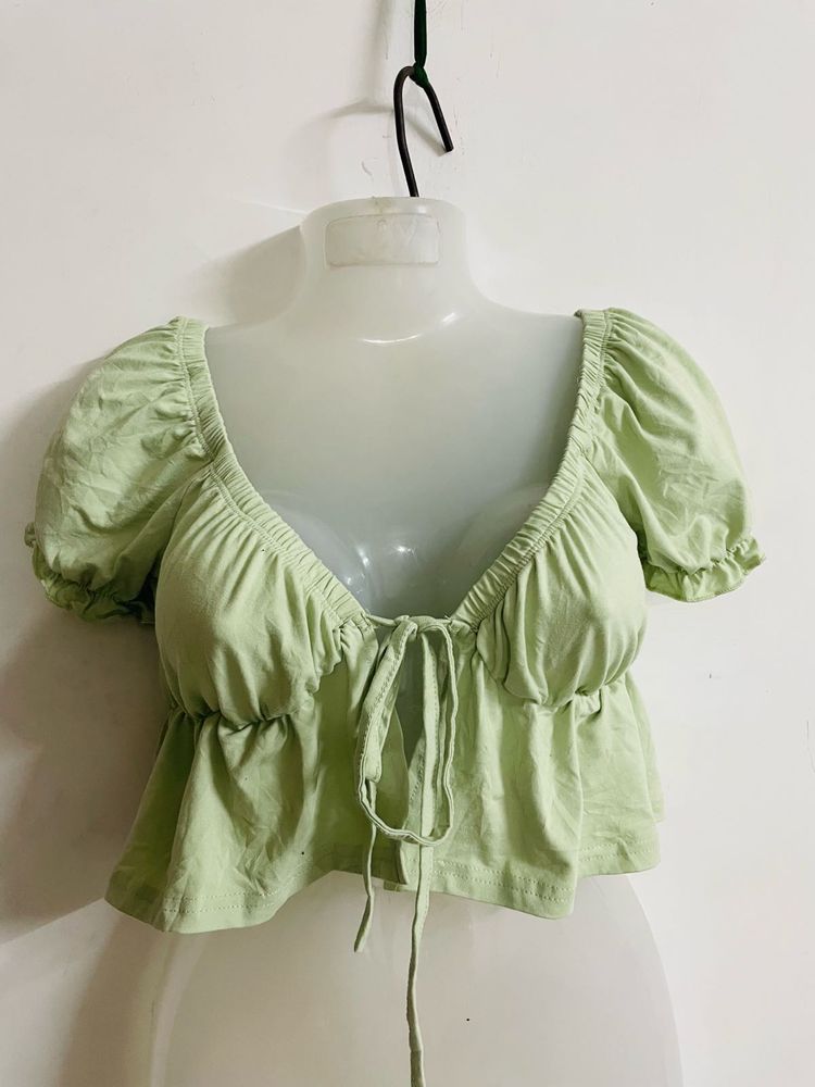 Green Pastrol Tie Up Top