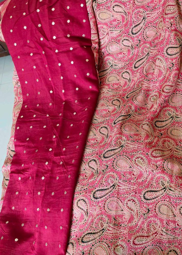 Pink Border Saree With Blouse (New)