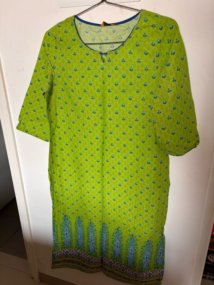 Green Printed Kurta