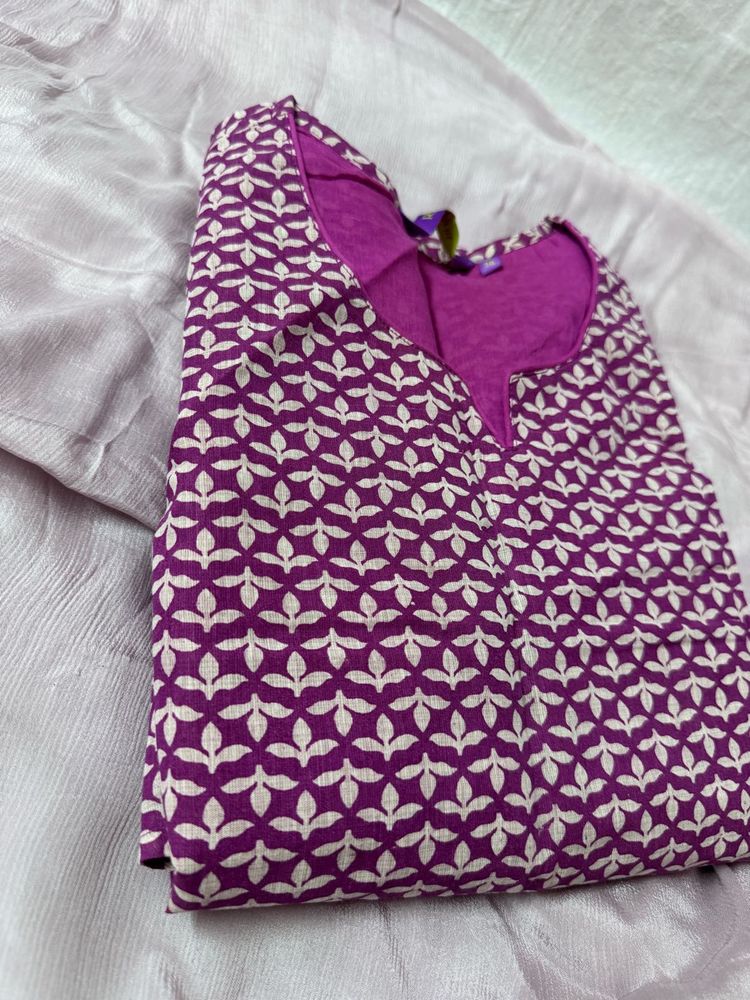 Purple Printed Kurta Top