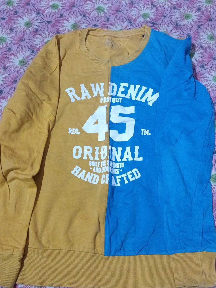 Raw Denim Colorblock Sweatshirt