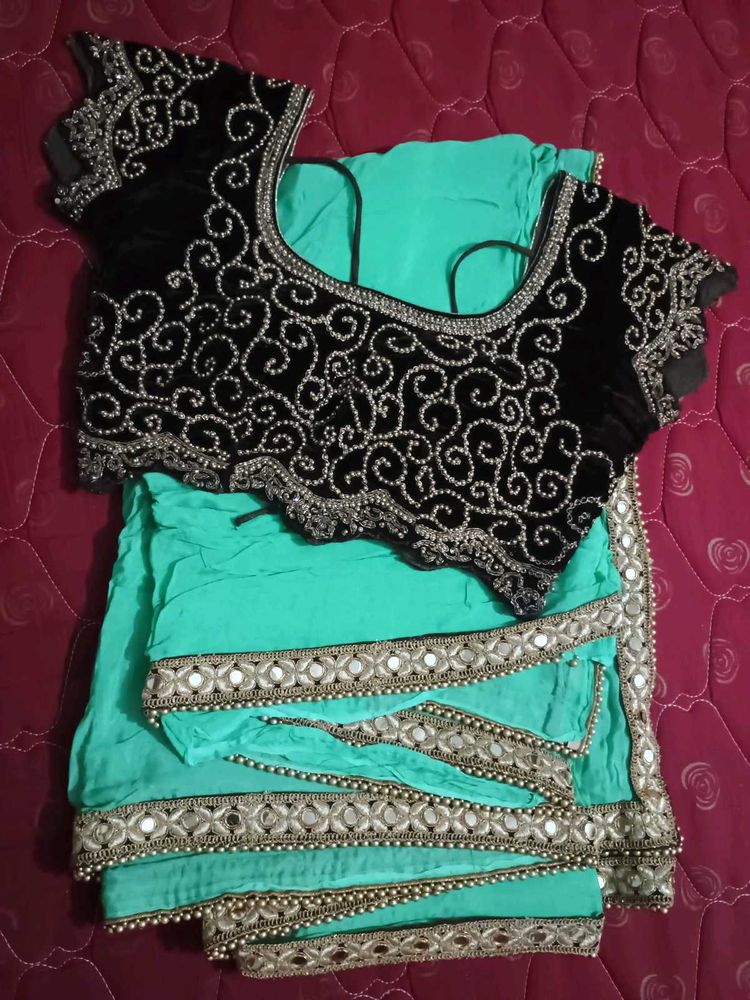 Green Embellished Saare