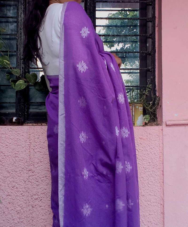 Elegant Purple Cotton Saree with blouse