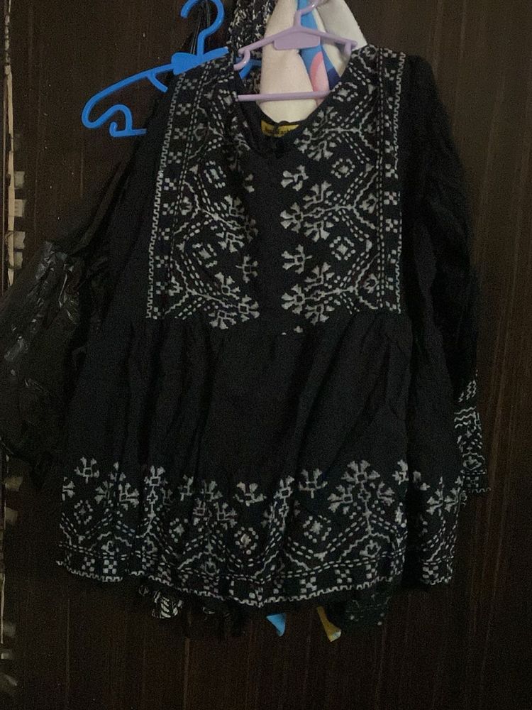Embroidered Black Dress