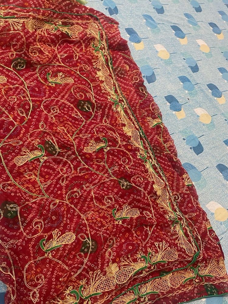 Red Bandhani Saree