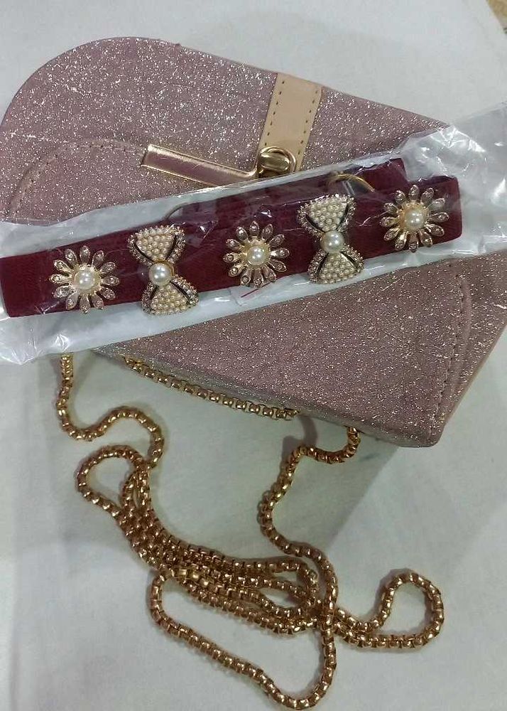 Red Motiffs Studded Waist Belt