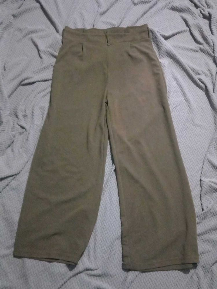 Olive Green Wide Leg Trousers