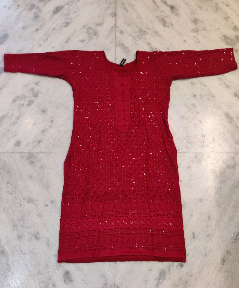 Maroon Sequin Ethnic Straight Kurta for women